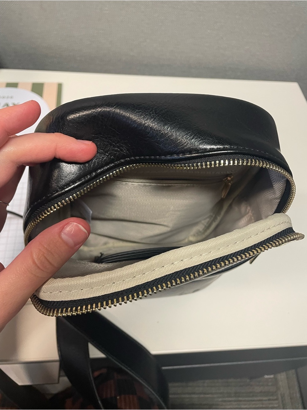 Higton & Company Women’s Black Leather Crossbody Bag with Gold Zip - Picture 13 of 13